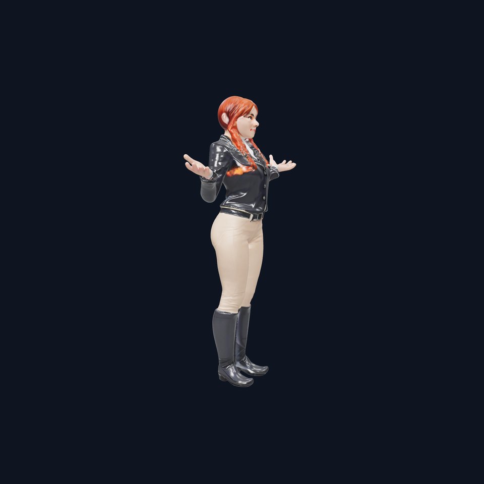 Equestrian Redhead Female Character Model  Rigged and Animated